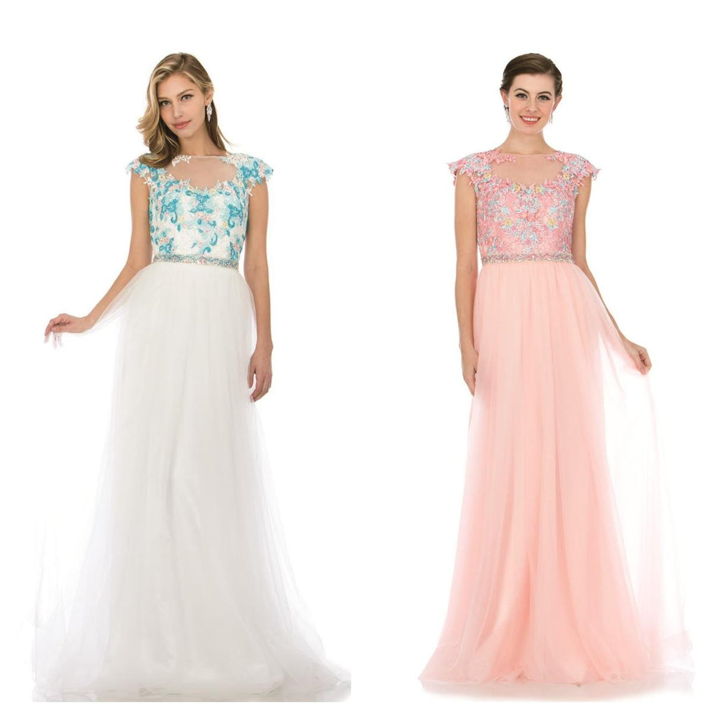 A beautiful gown, off-shoulder, reveals noble air.