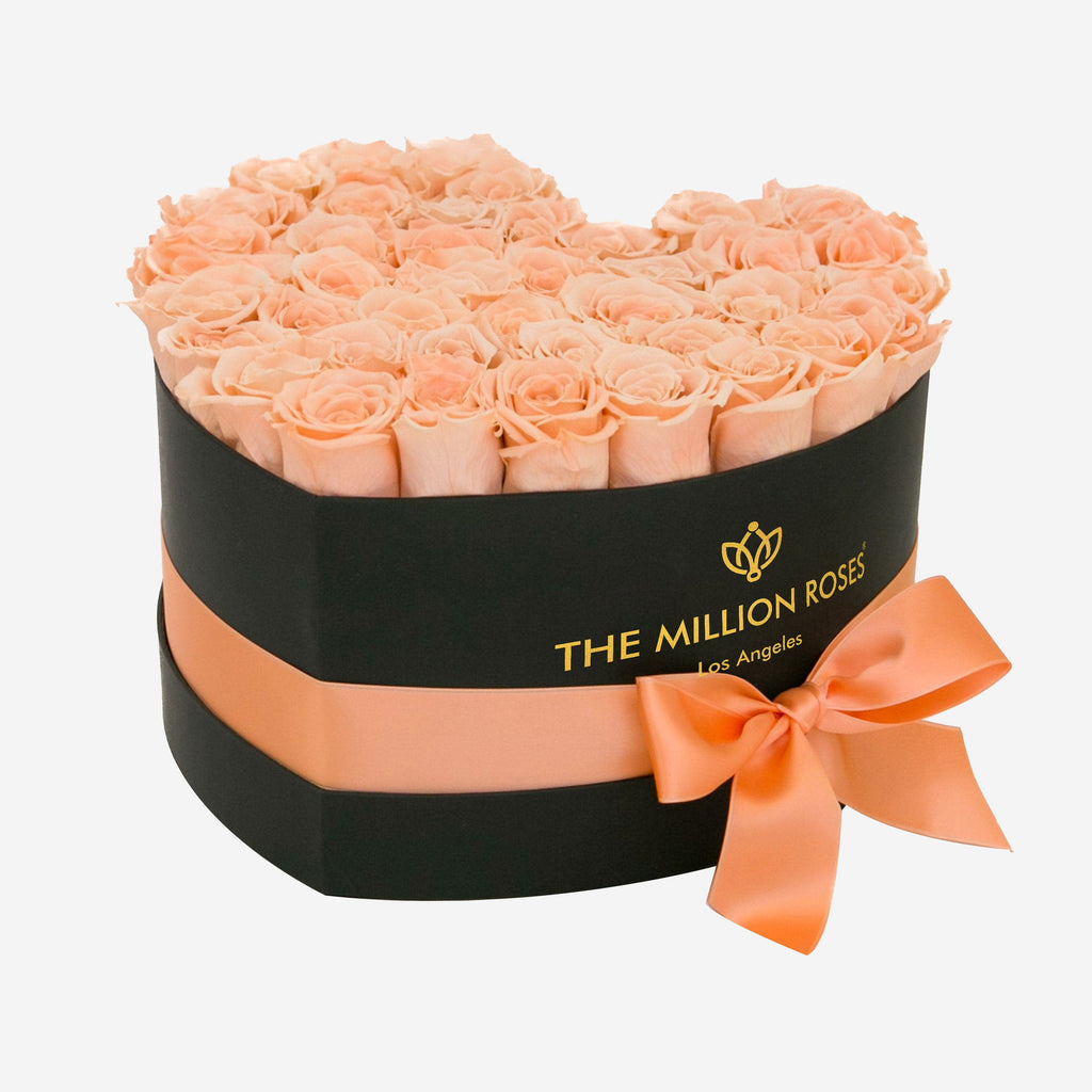 Heart Black Box | Peach Roses
