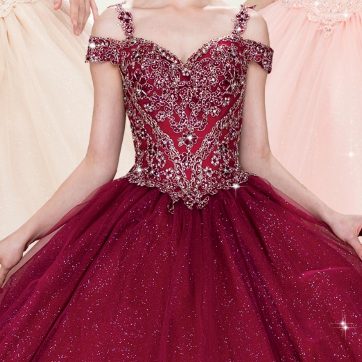 Adults in gowns, flowing skirts, confident display.