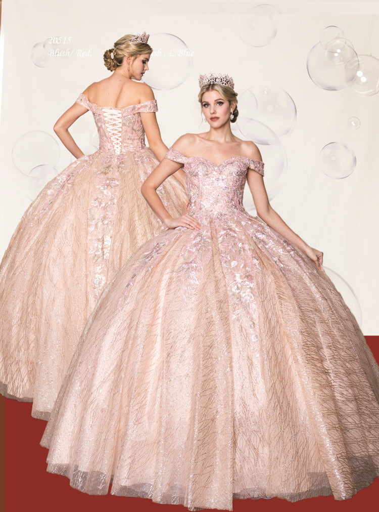 (LIVE 5) Beautiful Quinceanera Dress with Tulle and Embroidery - Elegant Off-Shoulder Design for Special Occasions