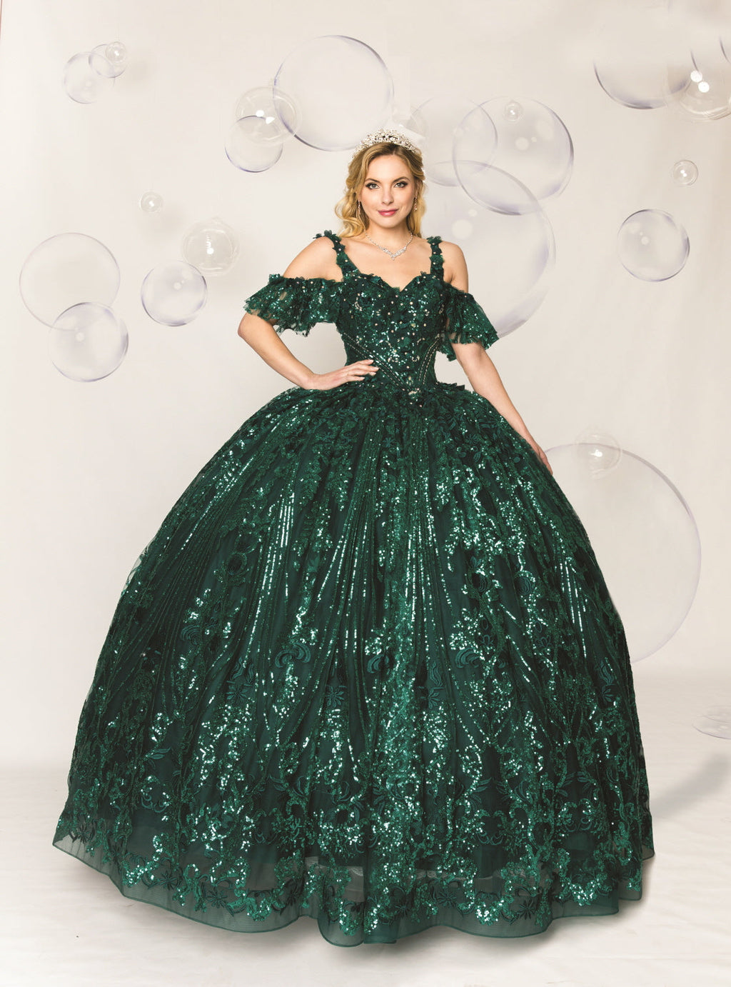 Quinceanera Ball Gown Dress - 3d Flower & Metallic Embroidery, Short Sleeve, Elegant Classic Summer Style for Special Occasions