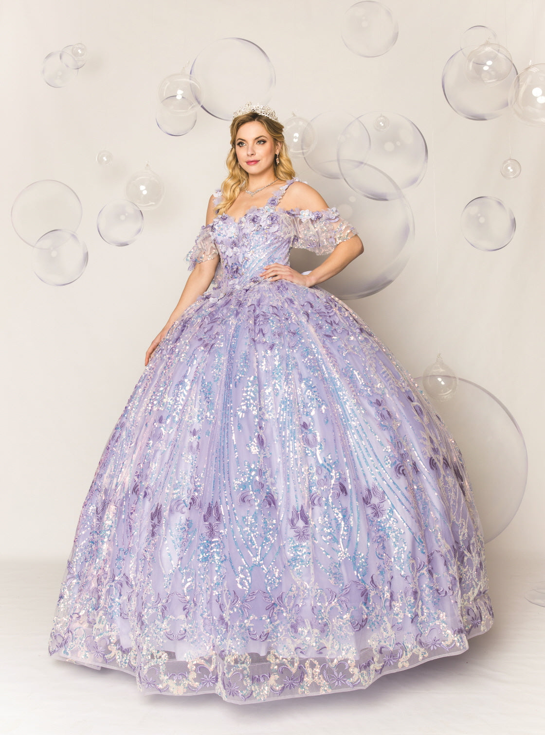 Quinceanera Ball Gown Dress - 3d Flower & Metallic Embroidery, Short Sleeve, Elegant Classic Summer Style for Special Occasions