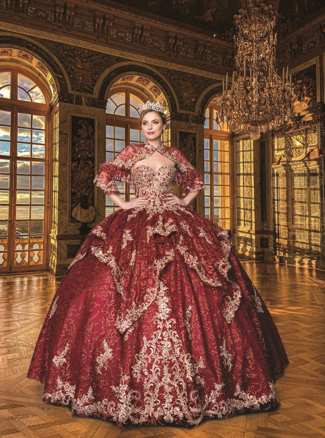 Quinceanera Ball Gown Dress ROYAL/GOLD BG/GOLD