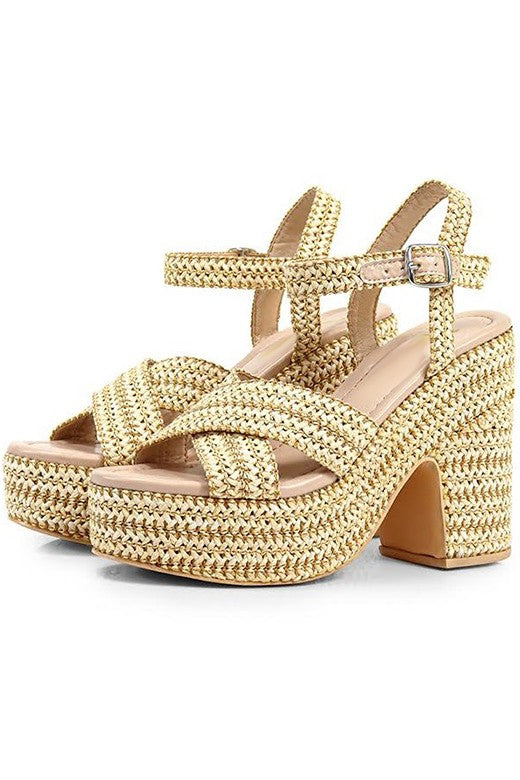 Liliana Raffia Sandal - in Sand