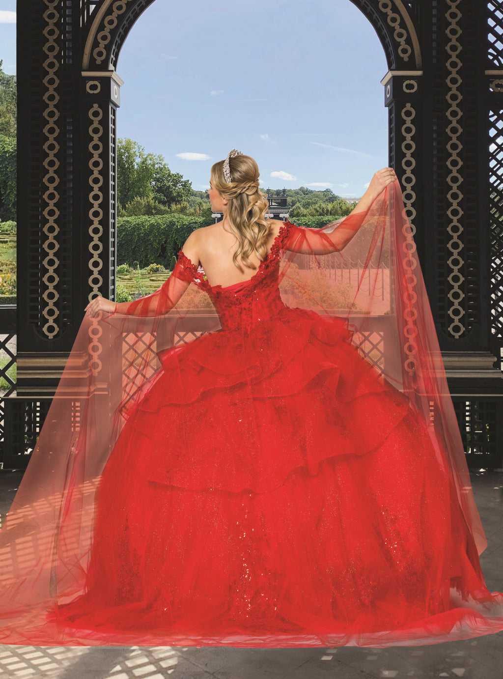 (LIVE 69) Quinceanera Ball Gown Dress - 3D Butterfly & Flower Embroidery Tulle Sweet 15 Dress in Lilac Color