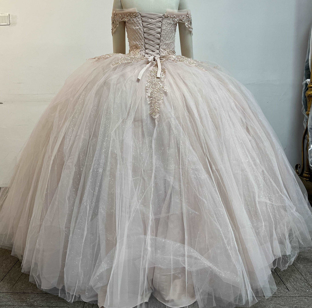 (LIVE 11) Crystal Beading and Sequin Glitter Tulle Quinceanera Dress plain mature bodycon party blue dress quince square neck plain