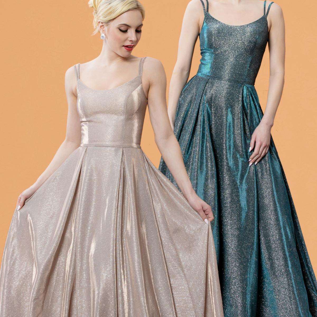 A beautiful gown, off-shoulder, reveals noble air.