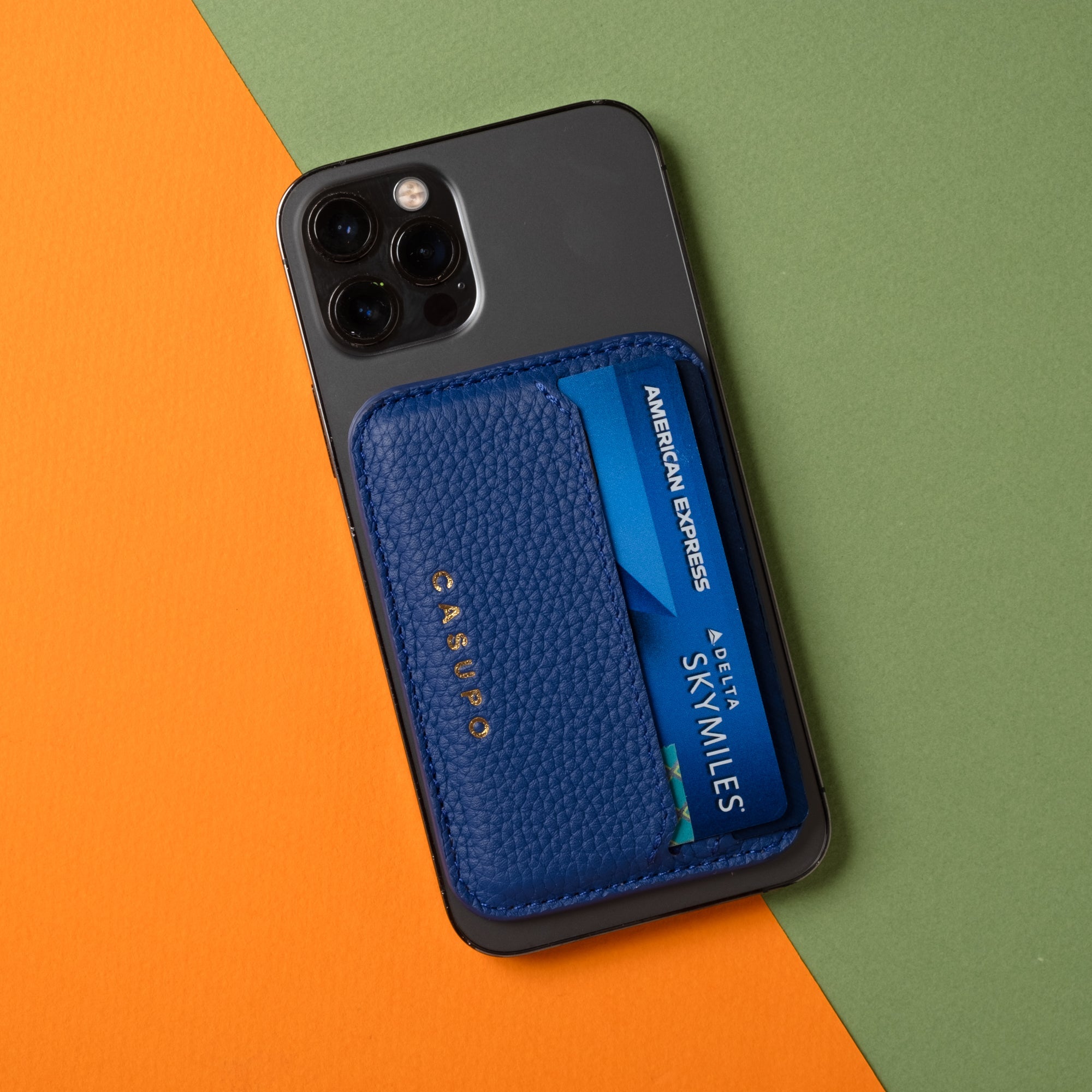 Mag Safe Leather Wallet with RFID - Cobalt