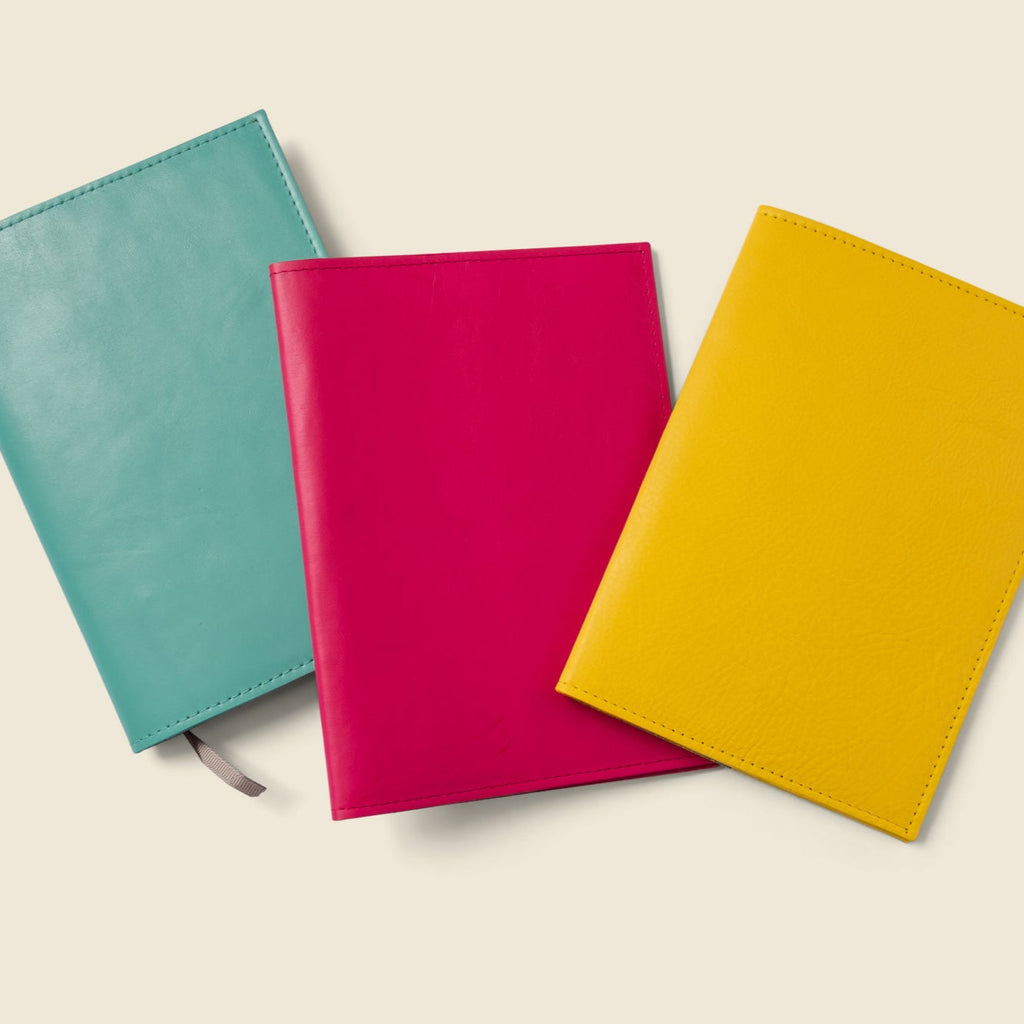 Refillable A5 Leather Notebook Cover – Pink