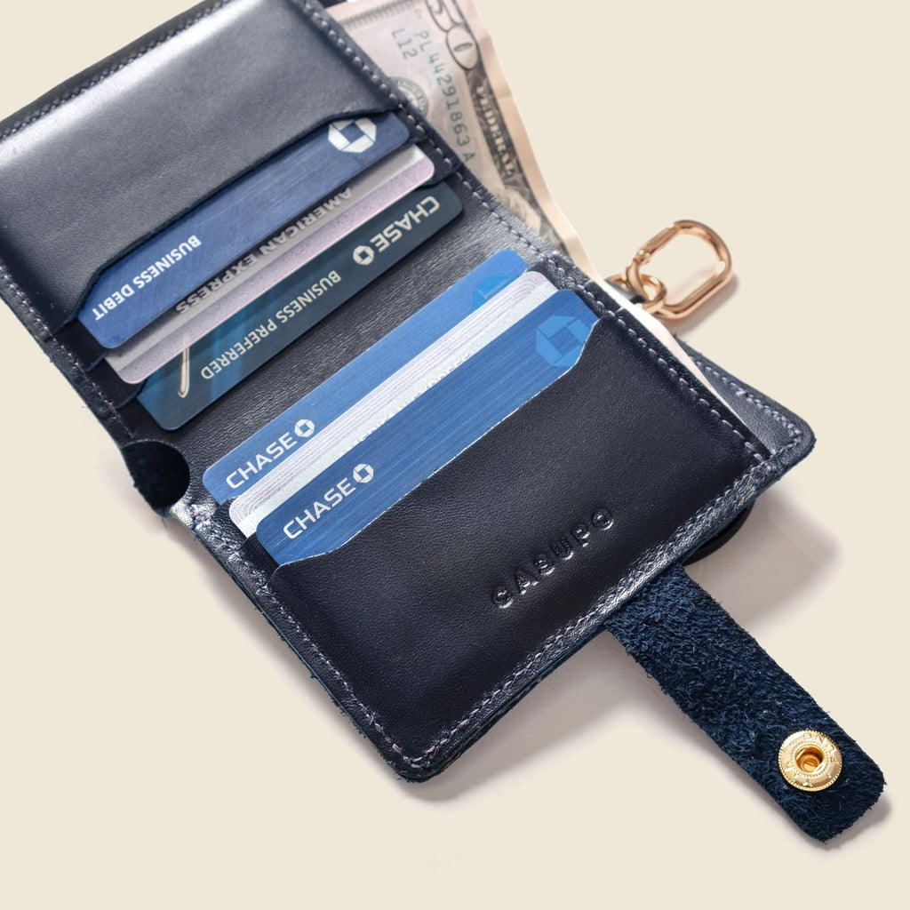 Wallet with Snap and Key Ring - Navy