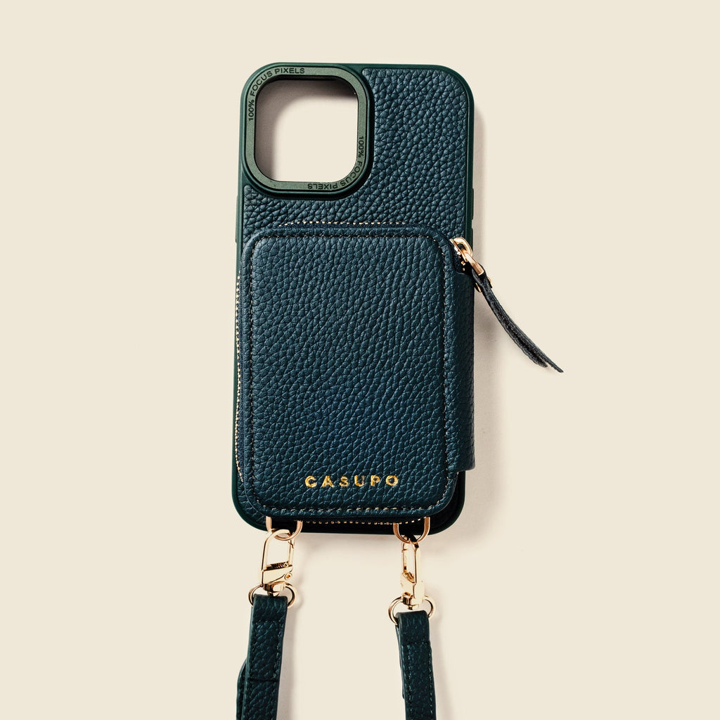 iPhone Case and Wallet with Long Strap - Forest
