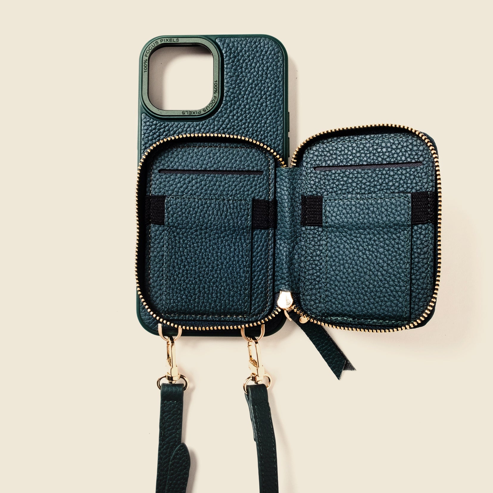 iPhone Case and Wallet with Long Strap - Forest