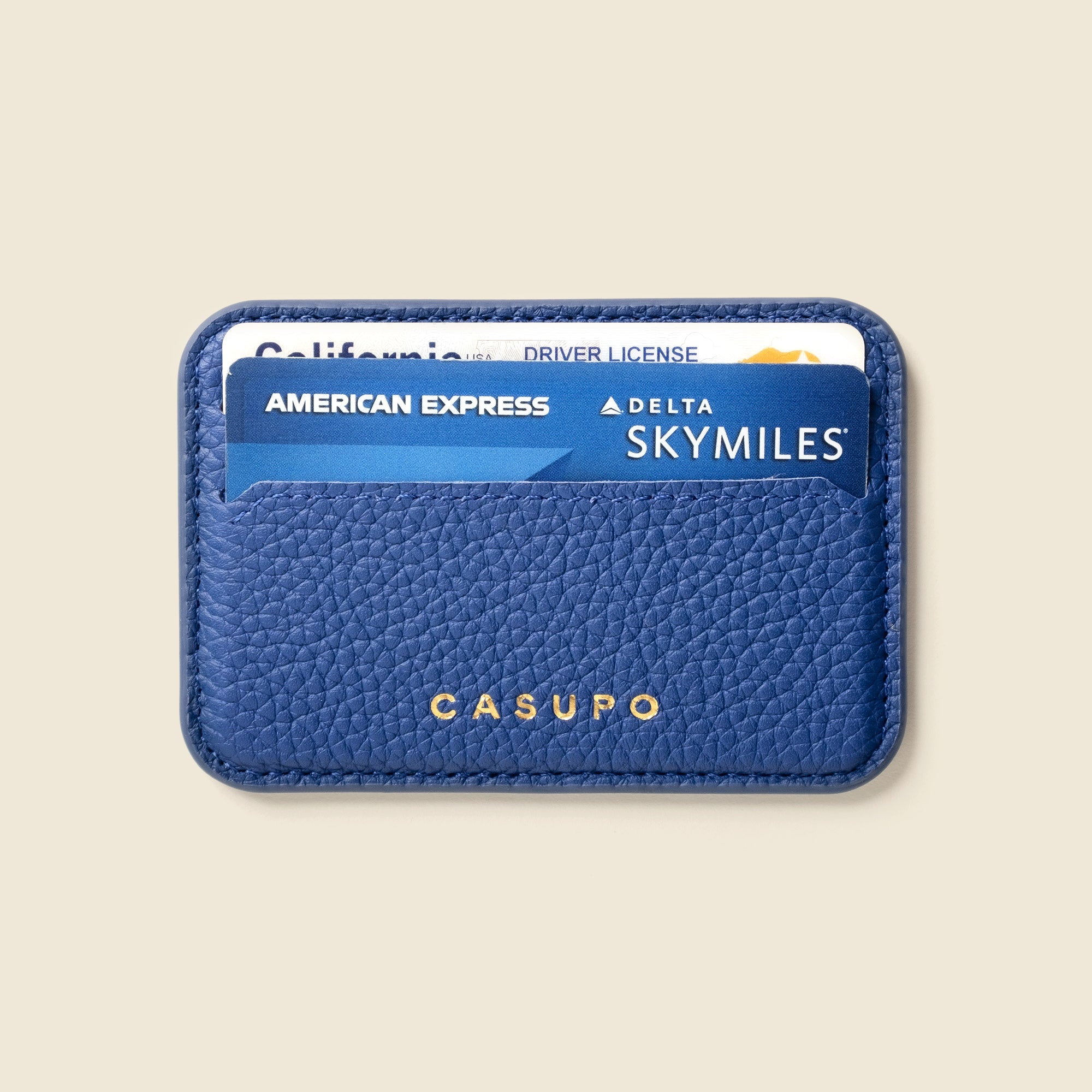 Mag Safe Leather Wallet with RFID - Cobalt