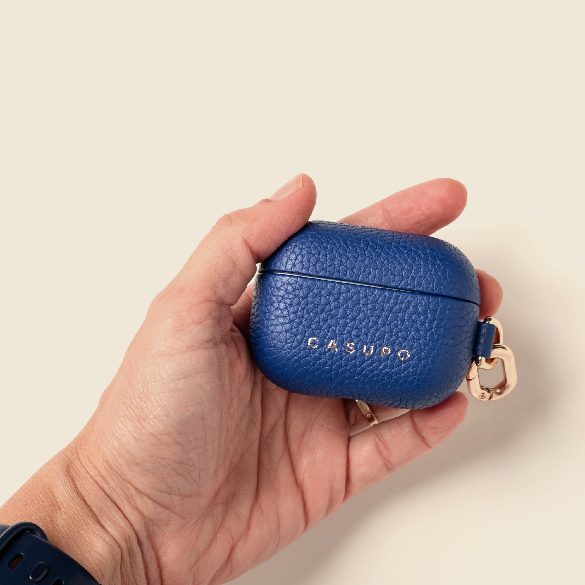 Leather Airpod Case - Cobalt