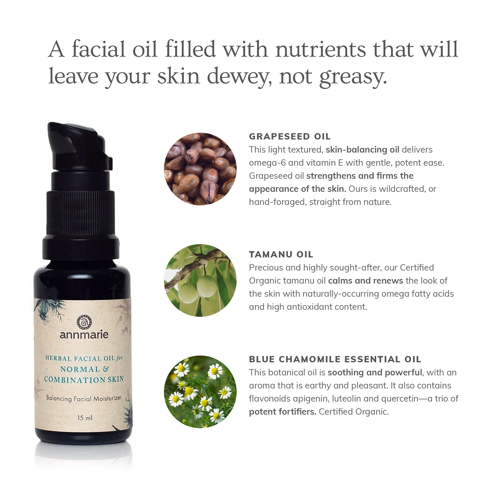 Herbal Facial Oil for Normal & Combination Skin (15ml)- Collective