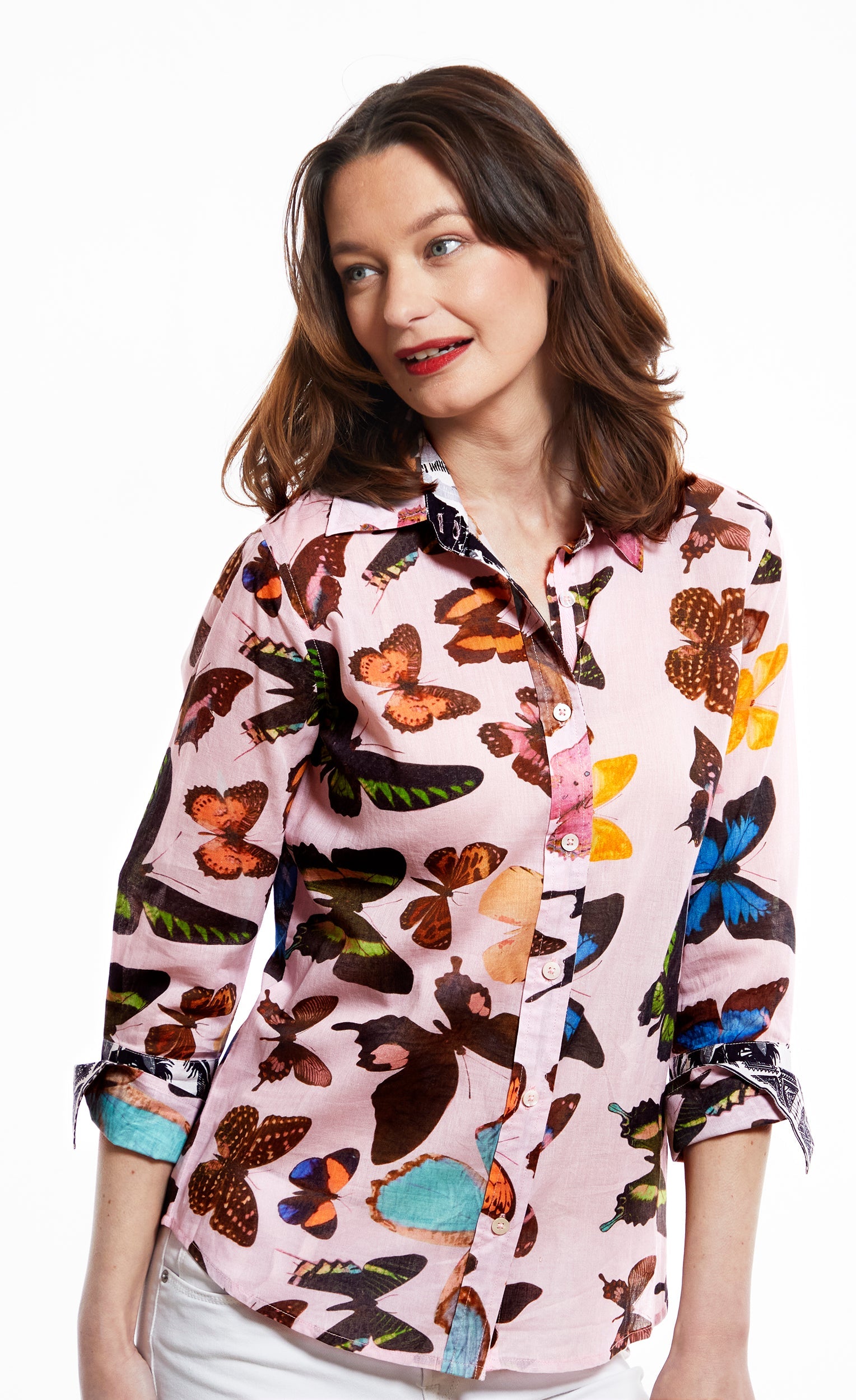 Rome Shirt with 3/4 Sleeve, Pink Butterflies
