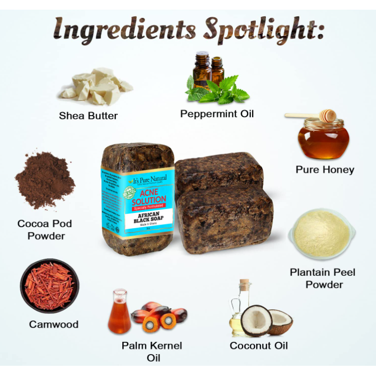 It's Pure Natural African Black Soap Acne Solution , 5 Oz
