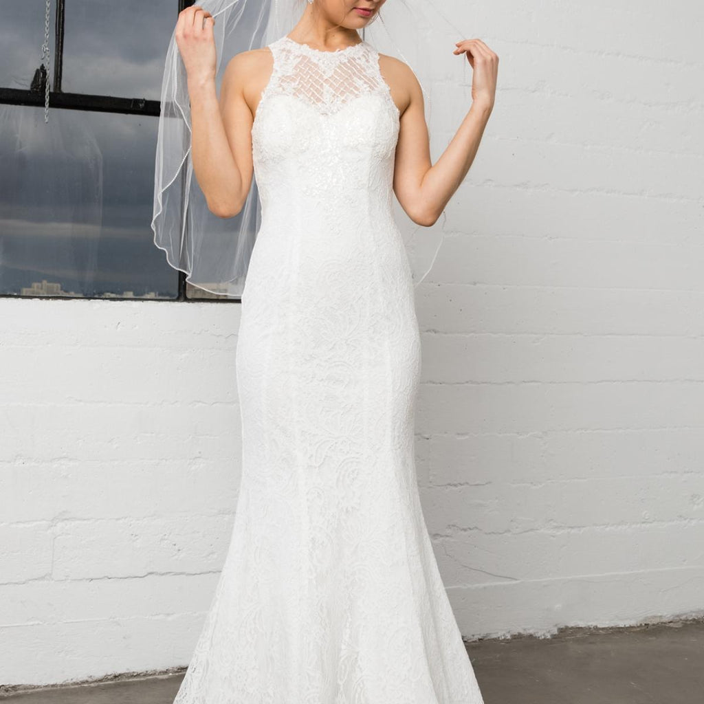 Gowns on, mermaid style, fashionable presence.