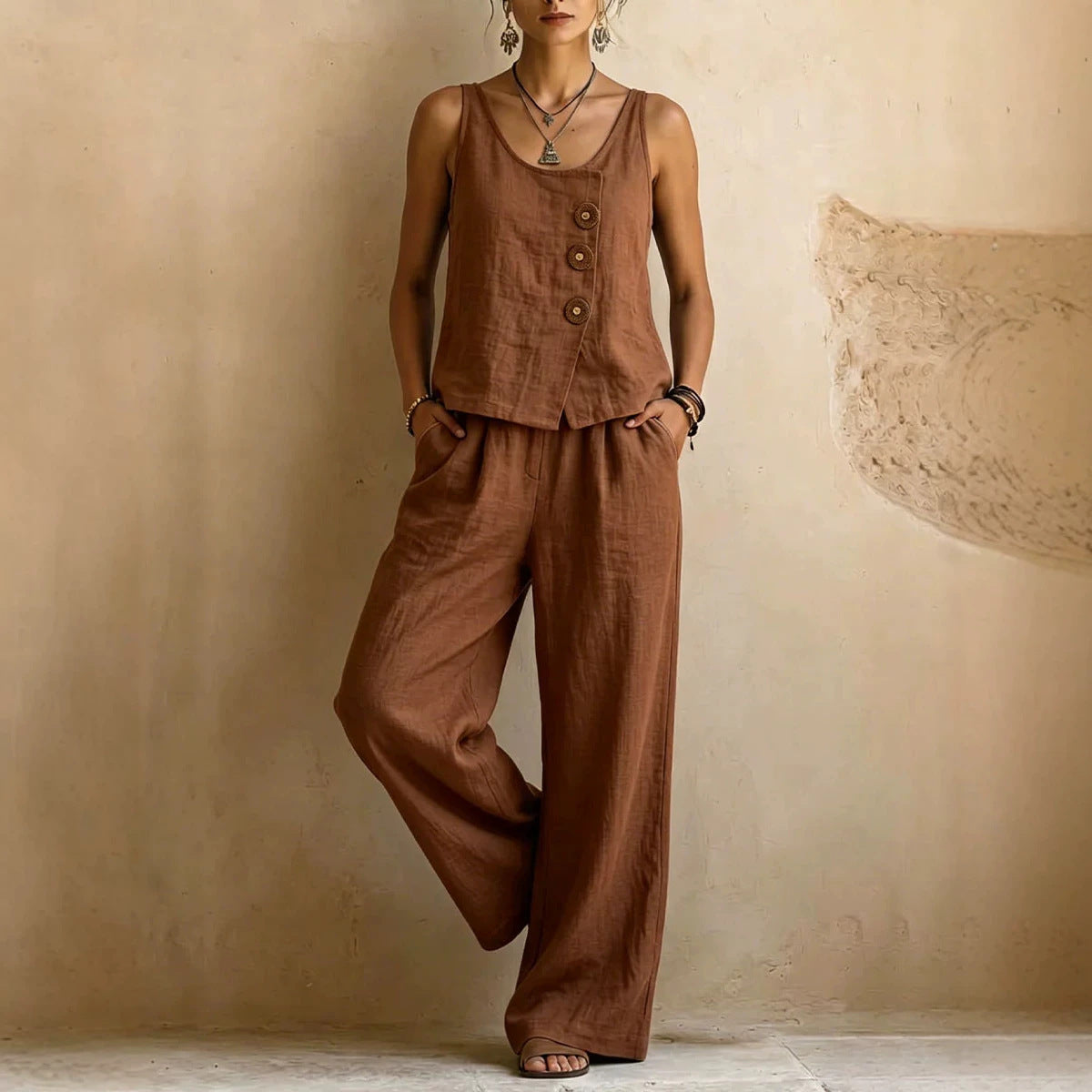 Women's Sleeveless Tank Top & Pants Two-Piece Set