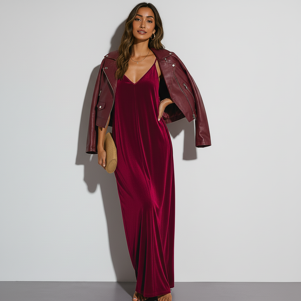 Goddess Gown - Crimson Velvet