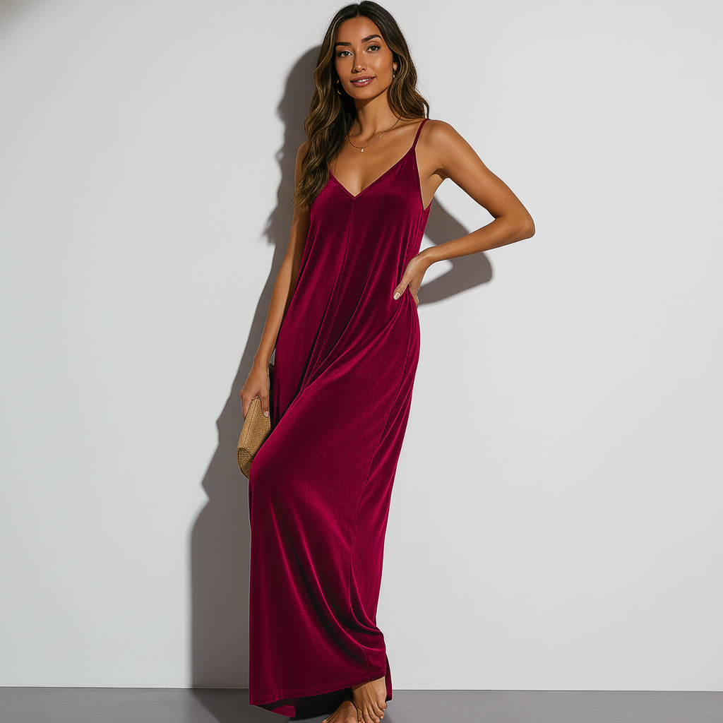 Goddess Gown - Crimson Velvet