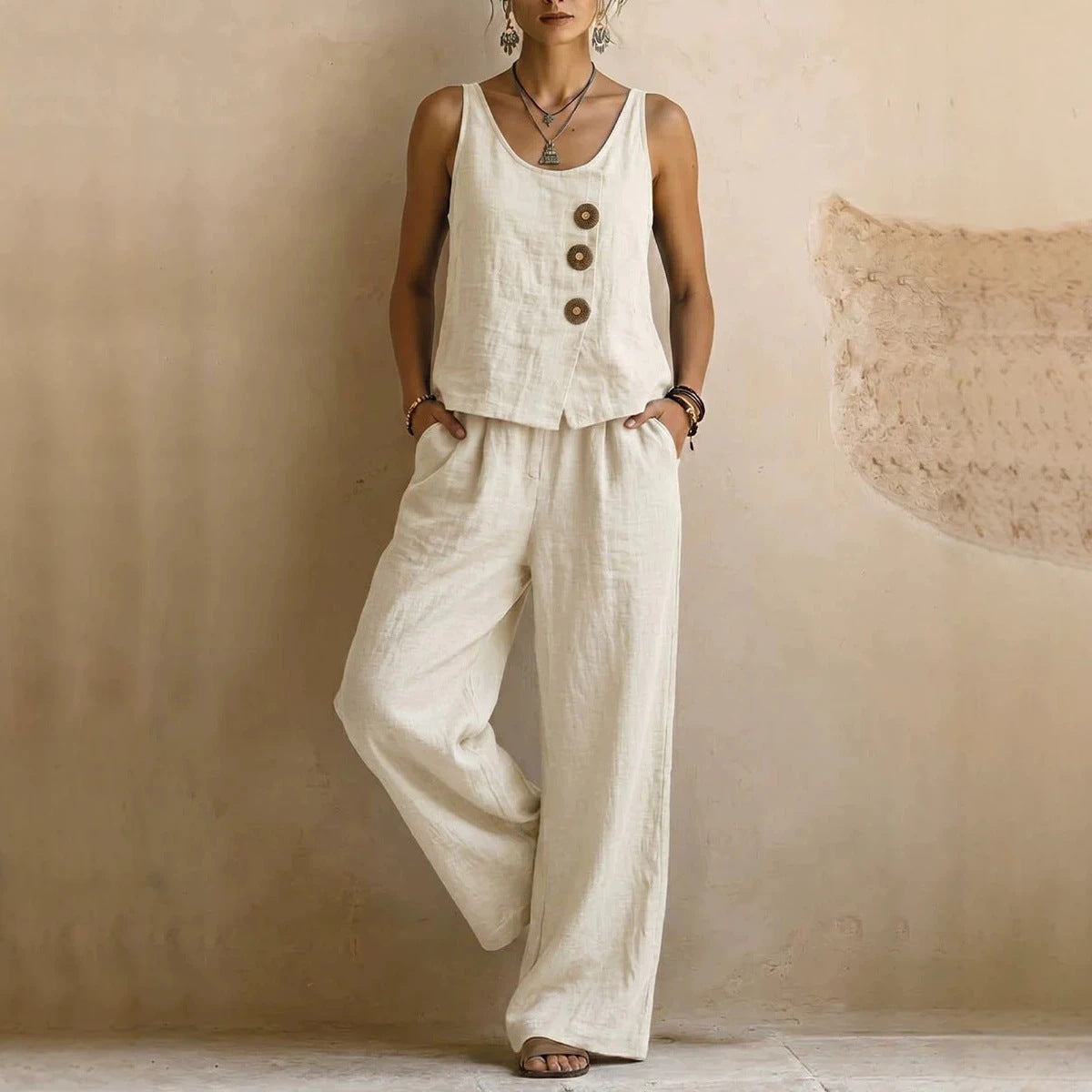 Women's Sleeveless Tank Top & Pants Two-Piece Set