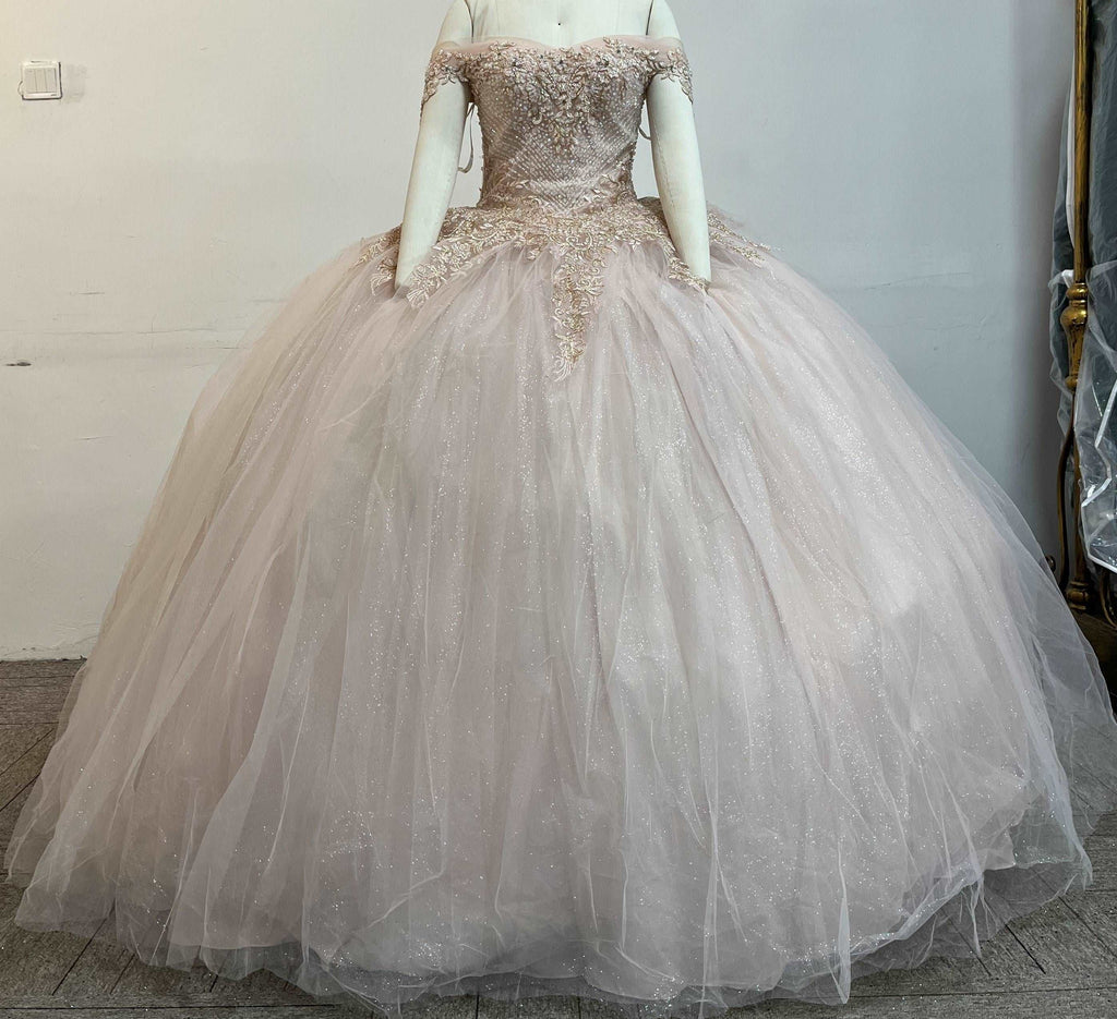 (LIVE 11) Crystal Beading and Sequin Glitter Tulle Quinceanera Dress plain mature bodycon party blue dress quince square neck plain