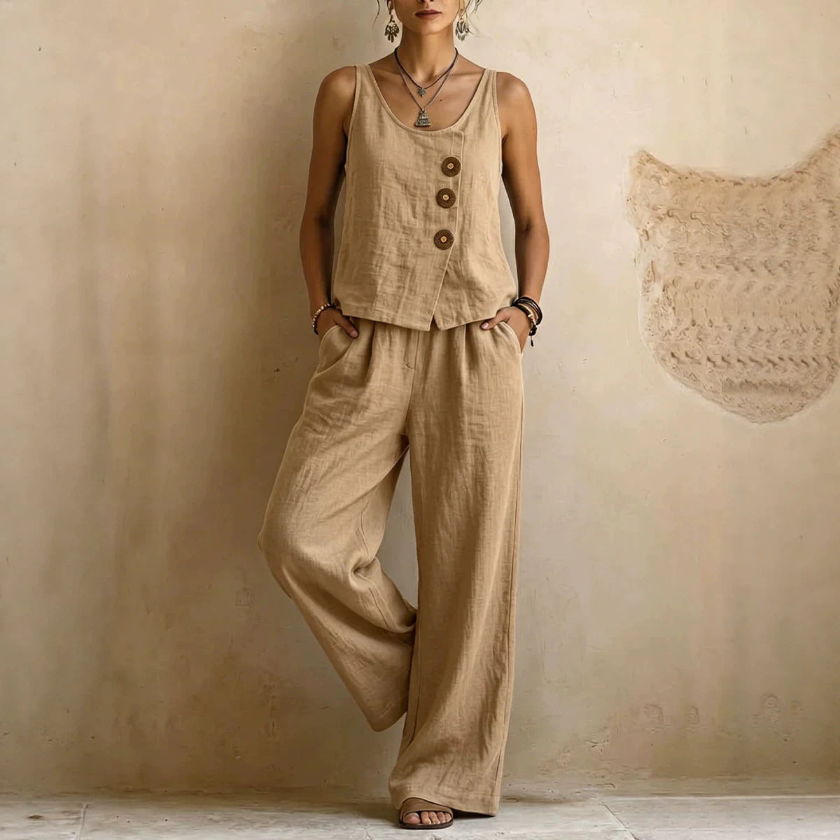 Women's Sleeveless Tank Top & Pants Two-Piece Set
