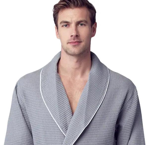Premium Waffle Piping Robe for Men