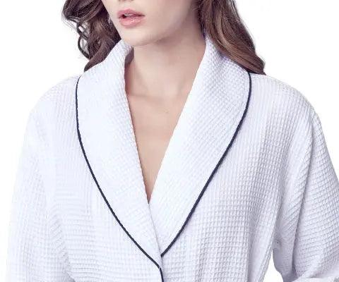 Women’s Waffle Piping Bathrobe – Lightweight Spa-Style Comfort