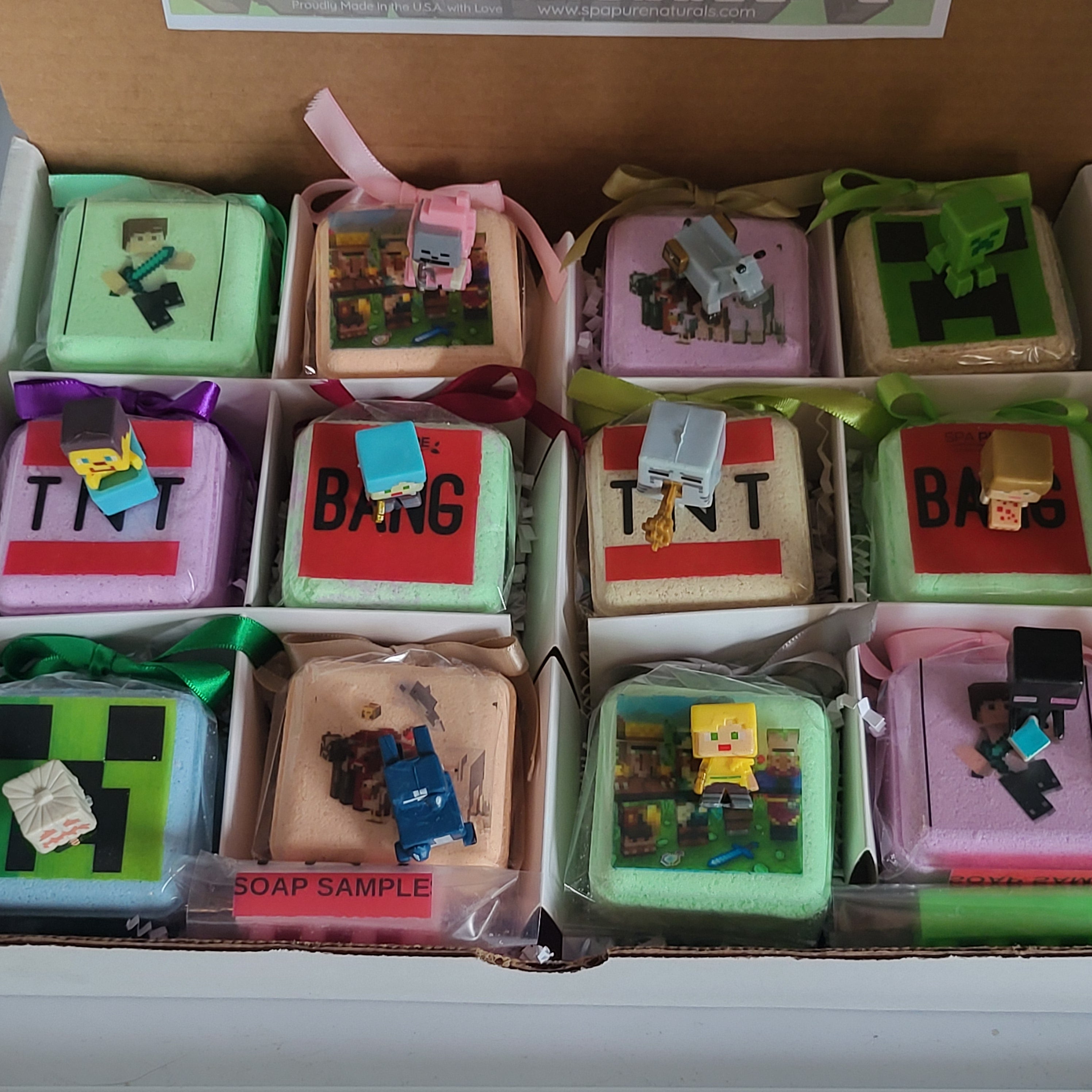 Bath Bombs for Kids with MineCrafter Toys Inside - BANG - BOOM - TNT - MADE in US, Natural Ingredients (12 Count) Pack of 1