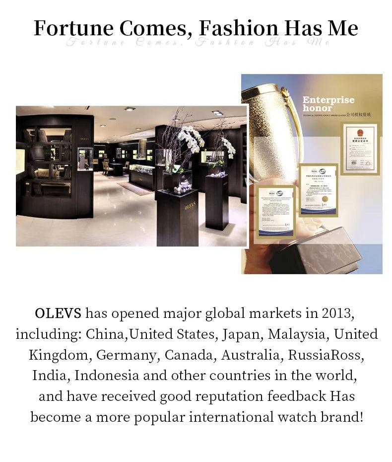 OLEVS Lxuxry Brand Gold Men's Watches Full Skeleton Stainless steel Chronograph Wristwatch Waterproof Luminous Quartz Watch Men