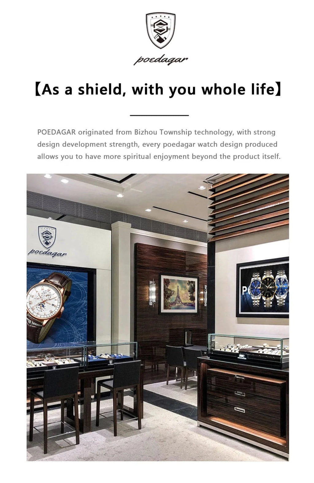 POEDAGAR Luxury Men's Chronograph Watch - Waterproof, Luminous, Leather Strap