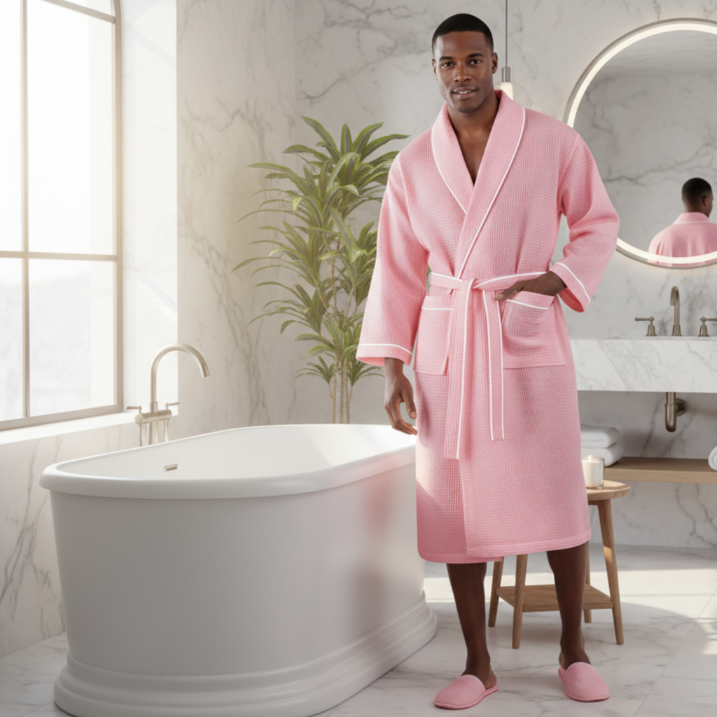 Premium Waffle Piping Robe for Men