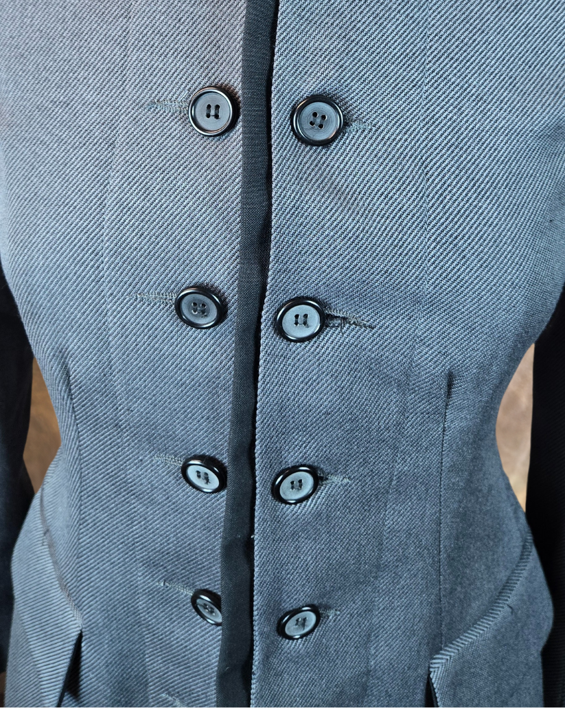 Women's Military Coat - Grey (Black Accents)